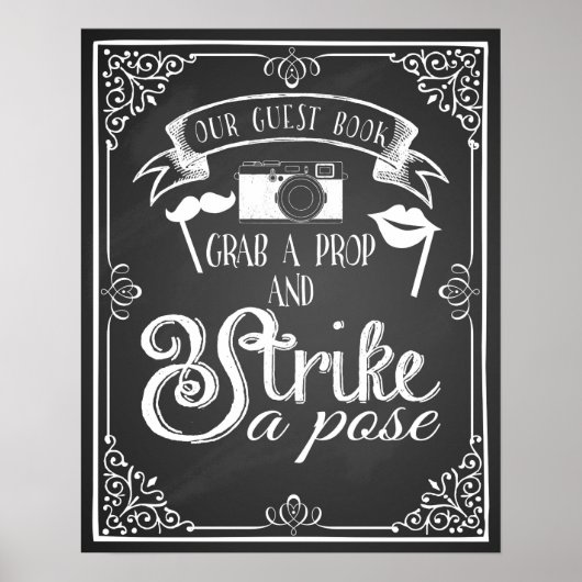 Fotohokje bruiloft gastboek bord poster (Voorkant)