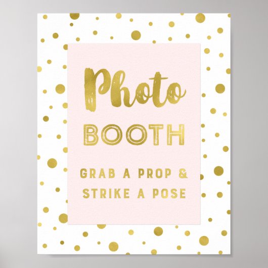 Fotohokje Huwelijk Bord Roze Goud Confetti Poster (Voorkant)