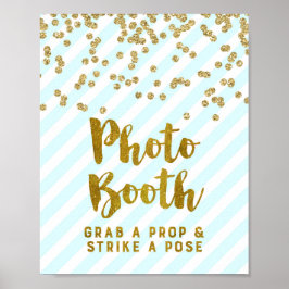 Fotohokje Huwelijksbord Sky Blue Gouden Strepen Poster