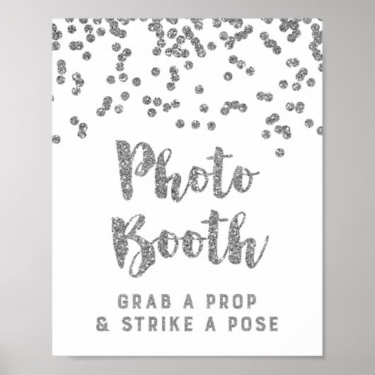 Fotohokje Huwelijksbord Zilveren Confetti Poster (Voorkant)