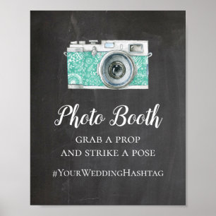 Fotohokje krijtbord bruiloft. Modern hashtagg Poster