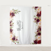 Fotohokje voor bruiloften bordeauxrood bloemendess wandkleed (Voorkant)