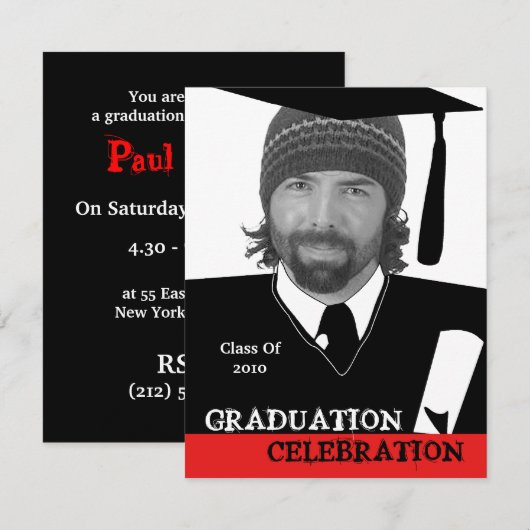 Fotohoofd Uitnodiging GraduPartij invoegen (Voorkant / Achterkant)