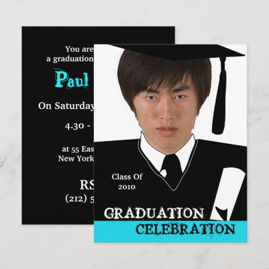 Fotohoofd Uitnodiging GraduPartij invoegen (Voorkant / Achterkant)