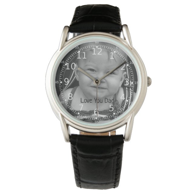 Fotohorloge, gepersonaliseerde geschenken papa horloge (Voorkant)