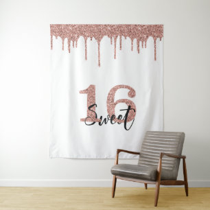 Fotohouderset Sweet 16 Zestien Roze Goud Wandkleed