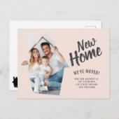 Fotohuis nieuwe home typografie roze beweging aankondigingskaart (Voorkant / Achterkant)