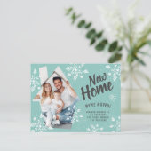 Fotohuis: nieuwe wintersneeuw in beweging aankondigingskaart (Staand voorkant)