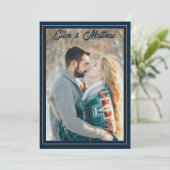 Fotohuwelijk Save the Date Modern Navy met goud Kaart (Staand voorkant)