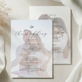 Fotohuwelijksprogramma met monogram programmakaart