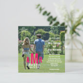 Fotohuwelijksuitnodigingen Drie Monogrammen Roze Kaart (Staand voorkant)