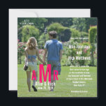 Fotohuwelijksuitnodigingen Drie Monogrammen Roze Kaart<br><div class="desc">Moderne foto-huwelijksuitnodigingen met drie monogrammen. Ontwerp van Elke Clarke ©2011. Vervang uw afbeelding voor deze voorbeeldfoto en gebruik deze veelzijdige design sjabloon om uw eigen huwelijksuitnodigingen te creëer met monogrammen. Selecteer "customize it" en gebruik de bewerkingstools om uw unieke unieke uitnodigingen te creëer. Bekijk uw wijzigingen in realtime op uw...</div>