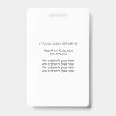 FotoID Vaccinatie Barcode QR Code Stustroze Badge (Achterkant)