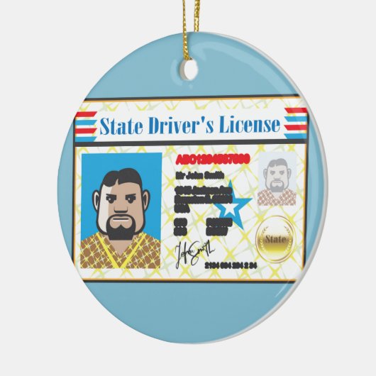 FotoID-vector rijbewijs Man Keramisch Ornament (Links)