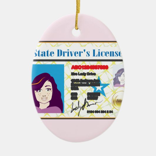 FotoID-vector rijbewijs Vrouw Keramisch Ornament (Voorkant)