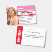 Fotoidentificatie Noodallergie Kind ID Badge (Voor- en achterkant)