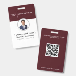Fotoidentificatiebadge Hospitabiliteit Medewerkers Badge