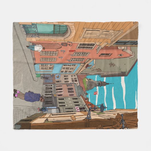 Fotoillustratie van de stad Riga Letland Fleece Deken (Voorkant (Horizontaal))