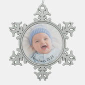 Fotojaar kersttypografie tin sneeuwvlok ornament (Voorkant)