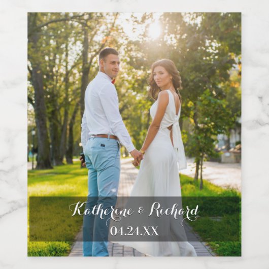 Fotojabloon bruiloft wijn etiket (Enkel label)