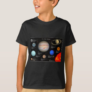 Fotojongen met zonnestelsel Planet Infographic Hi- T-shirt
