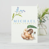 Fotojongen van Cute monkey floral pastel geboren Aankondiging (Staand voorkant)