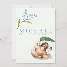 Fotojongen van Cute monkey floral pastel geboren Aankondiging
