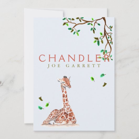 Fotojongetje van Cute giraffe tree pastel Aankondiging (Voorkant)