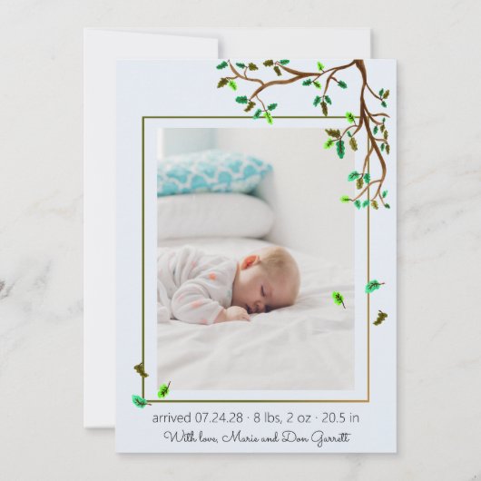 Fotojongetje van Cute giraffe tree pastel Aankondiging (Achterkant)