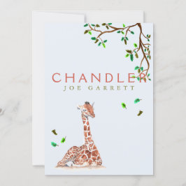 Fotojongetje van Cute giraffe tree pastel Aankondiging