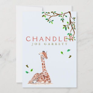 Fotojongetje van Cute giraffe tree pastel Aankondiging