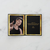 Fotokaart afstuderen zwart goud confetti bedankkaart (Binnen)