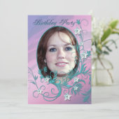 Fotokaart Birthday, uitnodiging (Staand voorkant)