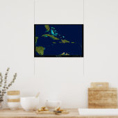 Fotokaart Caribische satelliet-poster Poster (Keuken)
