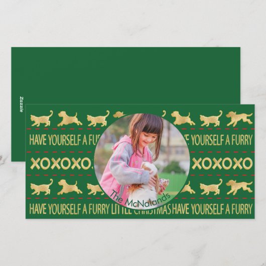 Fotokaart Een donzig klein Kerstfeest 2-zijdig Feestdagenkaart (Voorkant / Achterkant)