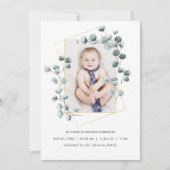 Fotokaart Eucalyptus Geometric Birth Announding Aankondiging (Voorkant)