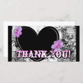 Fotokaart Hartelijk dank, zwart, wit, roze Bedankkaart (Voorkant / Achterkant)