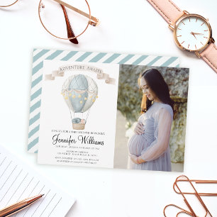 Fotokaart hete luchtballon baby shower Uitnodiging