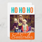 Fotokaart HO HO HO Kerstmis Feestdagenkaart (Voorkant / Achterkant)