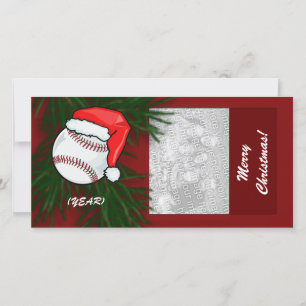 Fotokaart - Honkbal met Kerst Feestdagenkaart