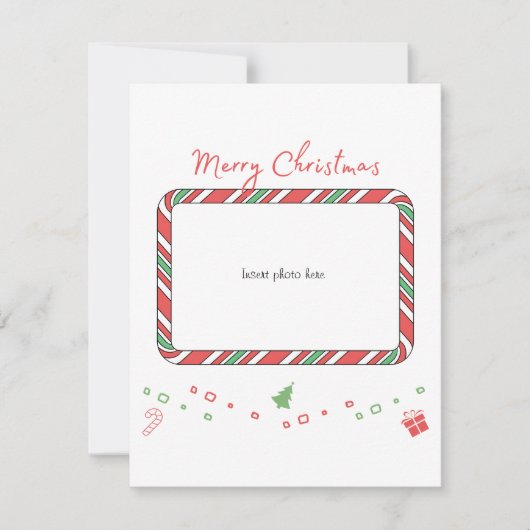 Fotokaart in schattige snoepriet kerst Kaart (Voorkant)