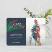 Fotokaart met bladeren en bessen feestdagenkaart (Staand voorkant)