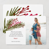 Fotokaart met bladeren en bessen feestdagenkaart (Voorkant / Achterkant)