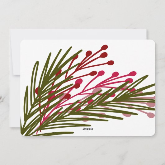 Fotokaart met bladeren en bessen feestdagenkaart (Achterkant)