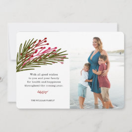 Fotokaart met bladeren en bessen feestdagenkaart