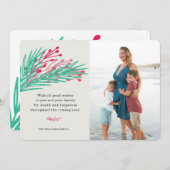 Fotokaart met bladeren en bessen feestdagenkaart (Voorkant / Achterkant)