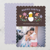 Fotokaart met geborsteld Floral Easter Holiday - B Kaart (Voorkant / Achterkant)