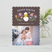 Fotokaart met geborsteld Floral Easter Holiday - B Kaart (Staand voorkant)