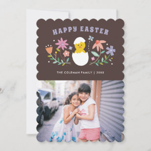 Fotokaart met geborsteld Floral Easter Holiday - B Kaart
