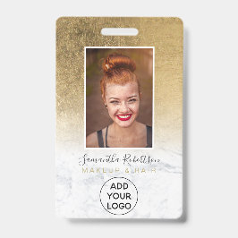 Fotokaart met gele goudfolie voor logo badge